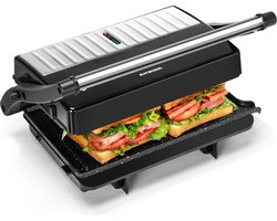 3-in-1 sandwichmaker met antiaanbaklaag - 23 x 145 cm opening - elektrische kookplaat - 1000 W