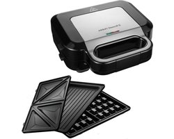 3-in-1 Tosti-apparaat Creations - Tosti Wafel Grillplaten - Vaatwasserbestendig Antiaanbaklaag Extra Diepe Platen BPA vrij 26810-56