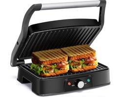 Aigostar Hitte Contactgrill- Tosti-apparaat - Contactgrill met Thermostaat - Tosti-ijzer - 1500W - Zilver-30HFA