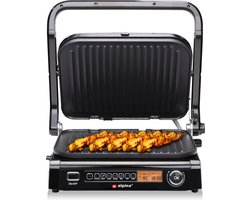 alpina Contact Grill - Tosti IJzer - 7 Standen - Anti-Aanbaklaag - 2100W - RVS/Zwart