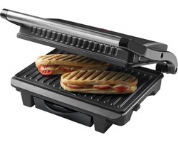 Bestron Contactgrill voor 2 Personen, Paninimaker met Vetopvangbak & antiaanbaklaag, 1000 Watt, kleur: Zwart