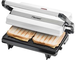 Bestron Contactgrill voor 2 Personen, Paninimaker met Vetopvangbak & antiaanbaklaag, 700 Watt, kleur: Wit