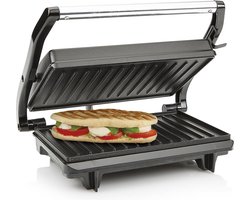 contact grill- Multigrill - Grillplaat 2 in 1 - Tosti ijzer - tosti apparaat- tostiapparaat- contactgrill- grill plaat- paninigrill- panini grill - 1500 W - Zwart - Zwart/ Zilver