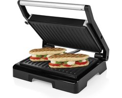 Contactgrill met antiaanbaklaag en 1000 W vermogen - RVS Contactgrill uitneembare platen