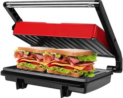 Contactgrill - Tosti Apparaat - Tosti-ijzers - Panini Grill - Rood met Zwart