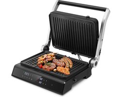 Costway XL Contactgrill Sandwichmaker - Elektrische Grill Multigrill Tafelgrill met Led-Display 230 °C - Antiaanbaklaag - Zwart