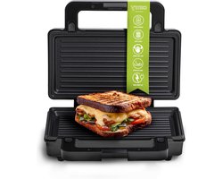 Croque Monsieur Apparaat Panini-machine - 2 verwisselbare platen - sandwichgrill en contactrooster - antiaanbaklaag - veiligheidshandgreep - controlelampje - 1400 W