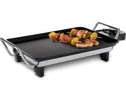 FRITEL - GT 1075 - Grill & Teppanyaki BBQ-Plaat -Cool touch handgrepen - Grilrooster / Teppanyaki grill - 28x20 cm - Aluminium bakplaat - Antiaanbak - Zwart/Zilver