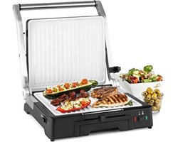 Grill Apparaat Uitneembare Platen - Contactgrill met Uitneembare Platen - Grill Plaat - Tosti Ijzer met Uitneembare Platen - 3- in 1 - Zwart en Wit