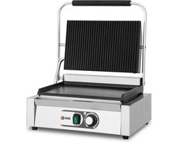 HCB® - Professionele Horeca Paninigrill - glad - 230V - RVS / INOX panini contact grill - 43x36.5x21 cm (BxDxH) - 20 kg - 9951