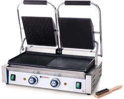 Hendi Dubbele Contactgrill Professional - Gegroefd/Glad - Grilloppervlakte: 47,5x23cm