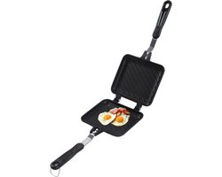 Hot Sandwich Maker Non Stick Panini Pan - Ontbijt Dubbelzijdige Koekenpan - Aluminium Flip Pan Patroon Raster voor Barbecue - Sandwich Panini