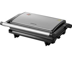 Inventum CG616 - Contactgrill - Tafelgrill - Grilloppervlak 23,5 x 14,5 cm - PFAS vrij - Anti aanbaklaag - 750 watt - RVS/Zwart