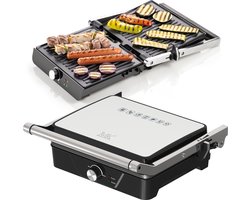 Maison & Kitchen Contactgrill - Tosti apparaat - 2000W - 180° Uitklapbaar - Tosti-ijzers - PFAS VRIJ Contactgrills - Zwart