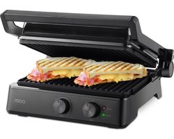 Tosti Apparaat XL voor 4 Tosti's met Temperatuurregeling - 2400W - Grill IJzer - Contactgrill - Panini - Apparaten - Uitklapbaar