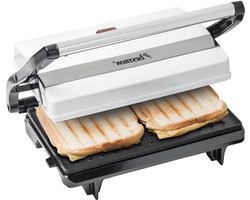 Panini contactgrill met antiaanbaklaag - 750W - wit Contactgrill uitneembare platen