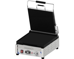 PANINI GRILL PREMIUM GERIBBELDE - GLADDE MET TIMER XL