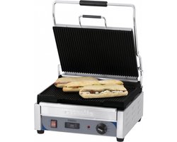 PANINI GRILL PREMIUM GROOT GERIBBELDE MET TIMER