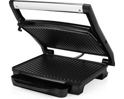 Panini Grill Zwevend Bovendeksel Verticaal Opbergbaar - Groot Kookoppervlak - 30 x 24 cm Zwart