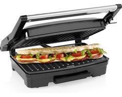 Princess Contactgrill compact 117501 – Tosti apparaat - Panini grill - Grill apparaat - Bakoppervlak van 23 x 15 cm – Vetopvangbak - RVS Design