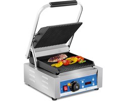 Royal Catering Contactgrill - geribbeld- timer - 1.800 w