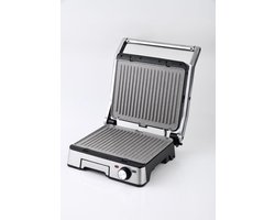 Royal Swiss ® Contactgrill XL - Anti-aanbaklaag - 1800W - Paninigrill - RVS - Tosti apparaat - 180⁰ te openen