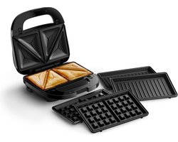 Sandwich Maker 5000 Series 750 W Panini Wafel en Sandwichplaten Zwart Zilver HD2350 80