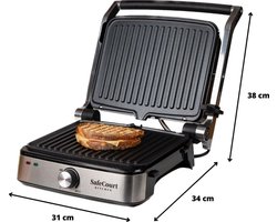 Tafelgrill Contactgrill - Tosti Grill Apparaten 180° Inklapbaar - Wafelijzer Met Antiaanbaklaag - Grill Apparaat Met Cool-touch Handgreep – 3-in-1 Sandwich Maker – Panini Grill Met Uitneembare Platen