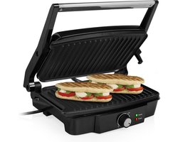 Tristar Contactgrill XL GR-2852 - Panini Grill XL - Tosti-ijzer 180⁰ te openen - Tafel Grill - Zwevend deksel - Anti-aanbaklaag - 1500W - RVS/Zwart