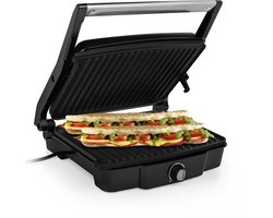 Tristar Contactgrill XL GR-2853 - Panini Grill - Tafel Grill - Tosti-ijzer - Regelbare thermostaat - 2000W - RVS/Zwart