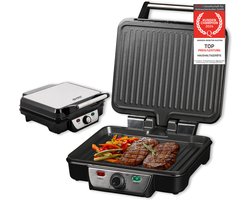 TZS First Austria Contactgrill - 1800 W - Tosti apparaat - 180 °C grill - Panini Grill - Zwart