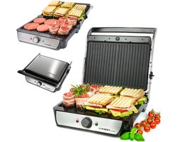 TZS First Austria Contactgrill - 2000W - Tosti-apparaat - Elektrische Grill - Panini Grill - RVS