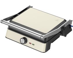 Westinghouse Retro Contactgrill - 29 x 24 cm - 180° voor dubbelzijdig grillen - 2200W - Tosti apparaat - Instelbare temperatuurregeling - Panini grill - Tosti ijzer - Wit