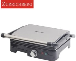 Zurrichberg ZBP-7607 - Elektrische Grill - 1800W - Antiaanbaklaag - Instelbare Temperatuur- Contacgrill - Tafelgrill