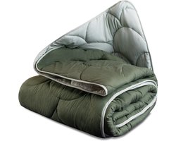 All in One Wasbaar Dekbed Easy 200x200 - Dekbed zonder overtrek - Hoesloos dekbed - Eazy dekbed - Gekleurd dekbed - All Year Winterdekbed & Zomerdekbed - Tweepersoons Dekbed - Green/Olivine