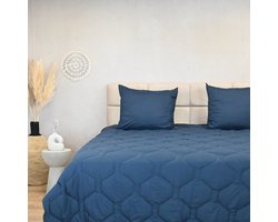 HappyBed 4-seizoenendekbed 140x200 - Eenpersoons - Wasbaar Dekbed Zonder Overtrek - Bedrukt Zonder Hoes - Hoesloos Dekbed met Print - Donkerblauw