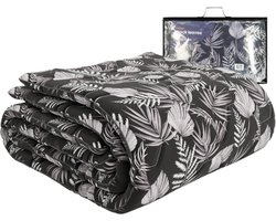 HappyBed All year dekbed enkel 140x220 - Eenpersoons - Wasbaar Dekbed Zonder Overtrek - Bedrukt Zonder Hoes - Hoesloos Dekbed met Print - Black leaves