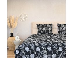 HappyBed All year dekbed enkel 240x220 - Lits-jumeaux - Wasbaar Dekbed Zonder Overtrek - Bedrukt Zonder Hoes - Hoesloos Dekbed met Print - Black leaves