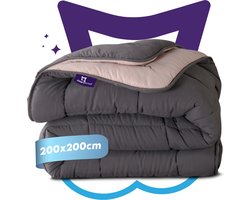 Slaapspeciaal All year dekbed enkel - eazydekbed ® Series Antraciet/Creme - Dekbed zonder overtrek | 200x200 cm - 30 dagen proefslapen - Hoesloos dekbed - Bedrukt dekbed zonder overtrek - Dekbed in kleur - Gekleurd dekbed - Tweepersoons Dekbed