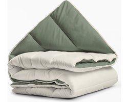 Sleeptime 2 in 1 Omkeerbare Dekbed - Dekbed zonder Overtrek - 140x200 - Creme/Groen