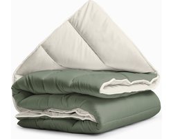 Sleeptime 2 in 1 Omkeerbare Dekbed - Dekbed zonder Overtrek - 200x200 - Creme/Groen