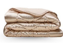 Zelesta Beautybed Champagne 140x200 - Satijnen dekbed zonder overtrek - Satijnen beddengoed - 30 dagen proefslapen - Wasbaar dekbed - Hoesloos dekbed