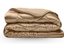 Zelesta Beautybed Taupe 140x200 - Satijnen dekbed zonder overtrek - Satijnen beddengoed - 30 dagen proefslapen - Wasbaar dekbed - Hoesloos dekbed