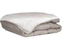 Zelesta Easybed Taupe & Linnen 240x220cm - Dekbed zonder overtrek - 30 dagen proefslapen - Wasbaar hoesloos dekbed - Bedrukt dekbed - All Year Winterdekbed & Zomerdekbed