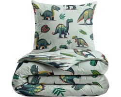 Zelesta® Kiddybed Dino 140x200 - Kinderdekbedovertrek - 30 dagen proefslapen - Wasbaar hoesloos kinderdekbed - Bedrukt kinderdekbed - All Year Winterdekbed & Zomerdekbed