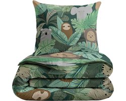 Zelesta® Kiddybed Jungle Fantasy 140x200 - Kinderdekbedovertrek - 30 dagen proefslapen - Wasbaar hoesloos kinderdekbed - Bedrukt kinderdekbed - All Year Winterdekbed & Zomerdekbed