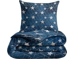 Zelesta® Kiddybed Silver Stars 140x200 - Kinderdekbedovertrek - 30 dagen proefslapen - Wasbaar hoesloos kinderdekbed - Bedrukt kinderdekbed - All Year Winterdekbed & Zomerdekbed