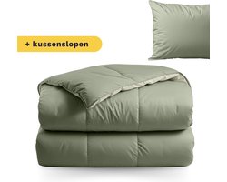 Zelesta® Premiumbed Olive & Mint 140x200 - Dekbed zonder overtrek - 30 dagen proefslapen - Donzen dekbed - Wasbaar hoesloos dekbed - Bedrukt dekbed - Percal katoen dekbed - All Year Winterdekbed & Zomerdekbed