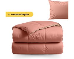 Zelesta® Premiumbed Salmon & Peach 140x200 - Dekbed zonder overtrek - 30 dagen proefslapen - Donzen dekbed - Wasbaar hoesloos dekbed - Bedrukt dekbed - Percal katoen dekbed - All Year Winterdekbed & Zomerdekbed