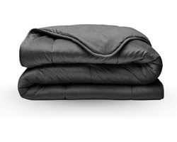 Zelesta Velvetbed Antraciet 140x200 - Dekbed zonder overtrek - Velvet dekbed - Wasbaar hoesloos dekbed - Bedrukt dekbed - Dekbed met vaste overtrek - All year winterdekbed & zomerdekbed